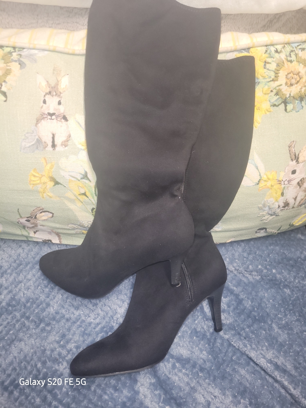 American Apparel Black Pointed-Toe Mid-Calf Stiletto Boots